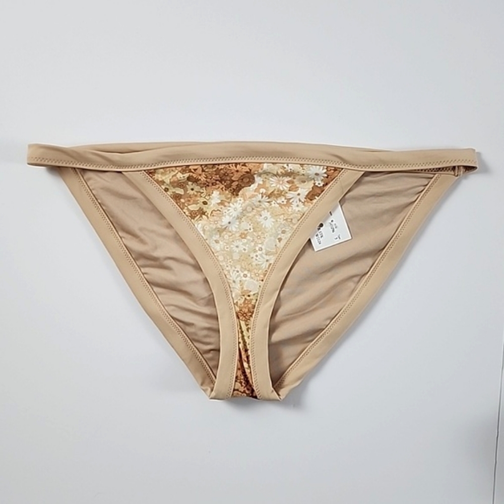 Aerie Women's Bikini Bottom Nude Tan Mini Floral Size M